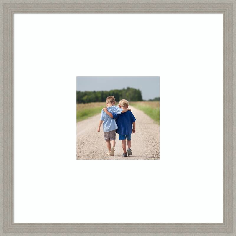 Woodgrain Stripe Blonde Framed Picture Frame, Photo Frame - 20x20 Matted to 8x8 - Woodgrain Stripe Grey