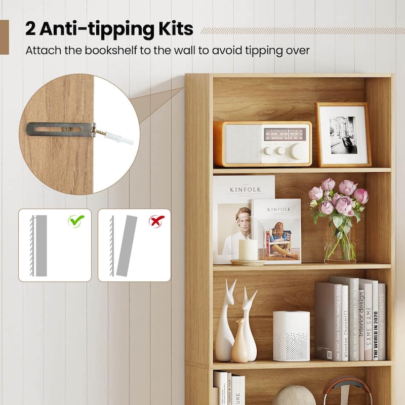 Costway 70" Tall 6-Tier Bookcase with 6 Open Shelves Anti-Toppling - See Details