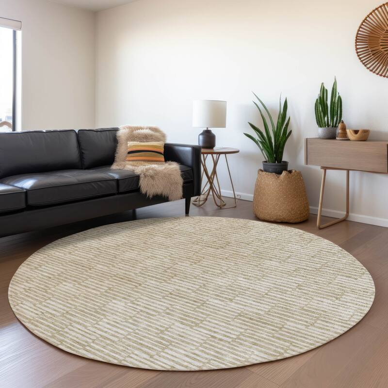 Premium Washable Super Soft Mid Century Modern Mayfield Rug - Beige - 8' x 8'