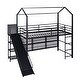 preview thumbnail 10 of 10, Heavy Duty Metal Bed Frame, Twin Size House-Shaped Loft Bed with Iron Mesh Storage Shelves and Slide for Bedroom