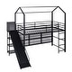 preview thumbnail 10 of 10, Twin Size House Metal Loft Bed with Iron Mesh Shelves, Slide & Storage Compartments, Sturdy Playhouse Bed for Kids' Room, Black
