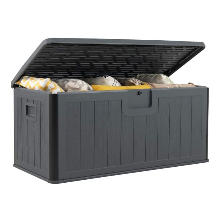 HDPE Outdoor Storage Deck Box with Aluminum Lid and Bench Top - 51" x 25" x 23"