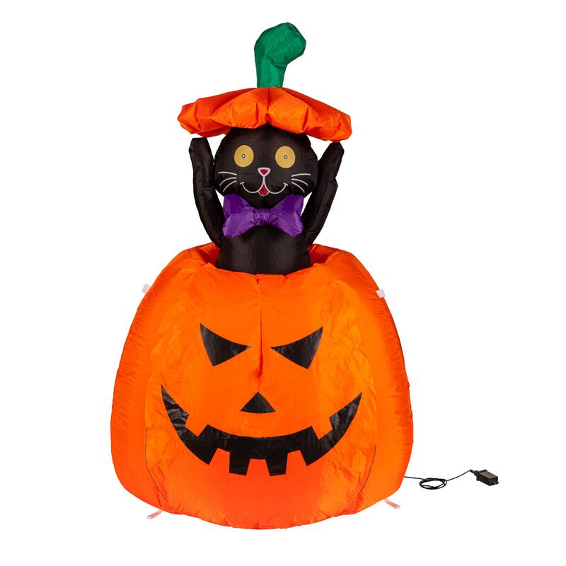 4ft Everinflatable, Black Cat in Jack-O-Lantern
