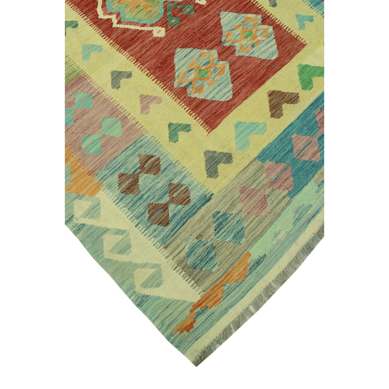 Sangat Flatweave Elisha Red/Gold Rug - 4'10" x 6'6"
