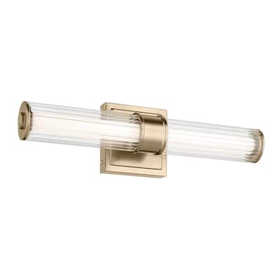 Kichler Lighting Laurene 18.5" Linear Bath Bar Small LED with Clear Fluted Glass in Champagne Bronze