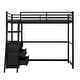 preview thumbnail 7 of 25, Twin Size Loft Kids Bed Frame with Desk, Shelves & Two Built-in Drawers, Black