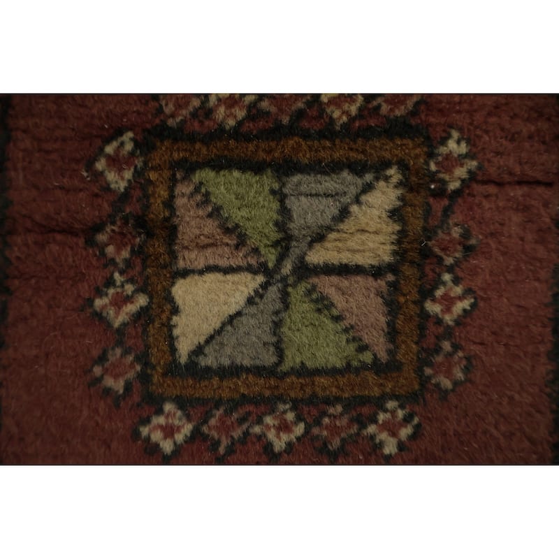 Hand Knotted Oriental 100% Wool Carpet Traditional Geometric Oranges & Rust Balouch Area Rug - 9' 9'' X 6' 7''