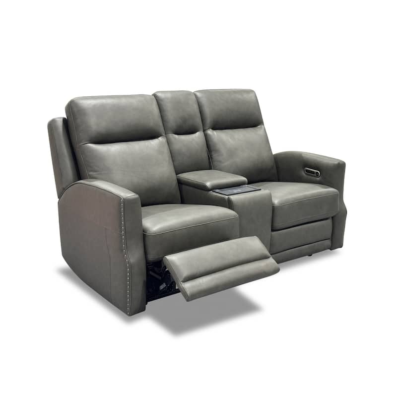 Maxwellton Cedar Power Reclining Loveseat with Console, Power Headrests and Lumbar by Flexsteel - 69" x 42" x 39"