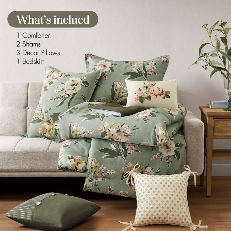 Madison Park Salara 7 Piece Vintage Floral Comforter Set