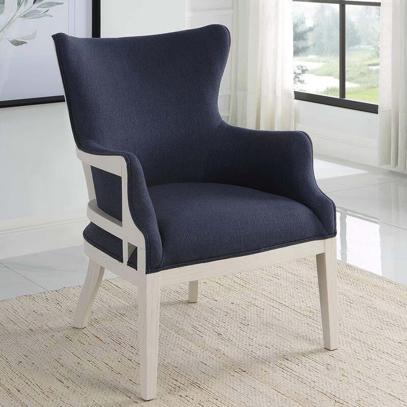 Uttermost 23753 26" Wide Plywood Framed Polyester Accent Chair - Blue / White