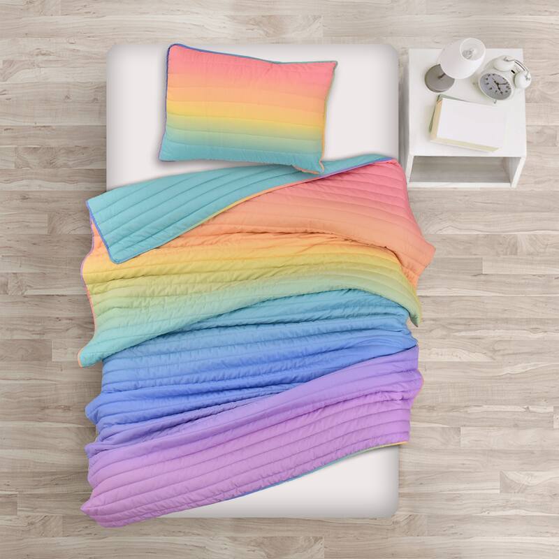Lush Decor Rainbow Ombre Quilt Set