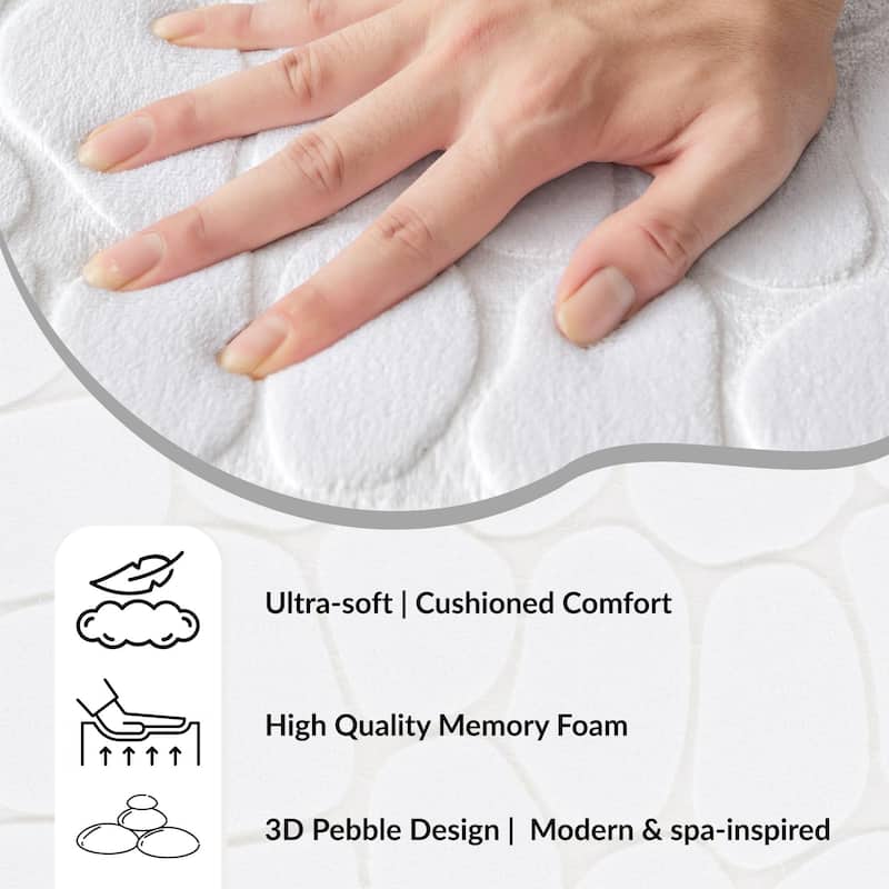 Memory Foam Contour Bath Mat Pebble Design 18x20