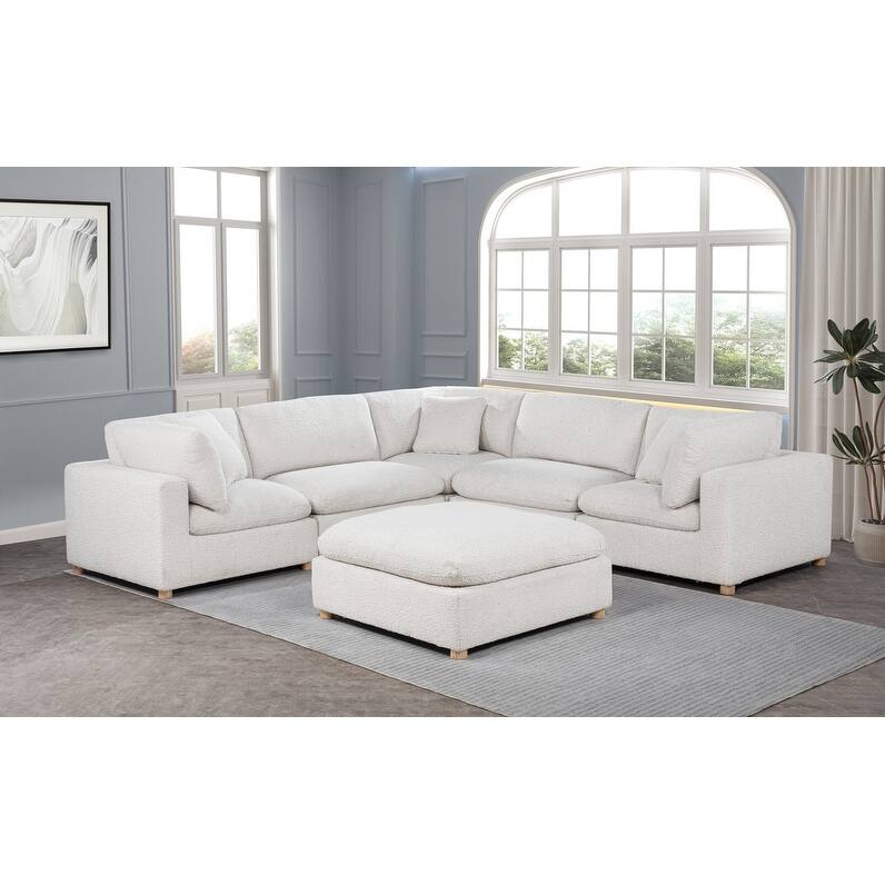 Best Quality Furniture 4-Piece Sectional Boucle Fabric