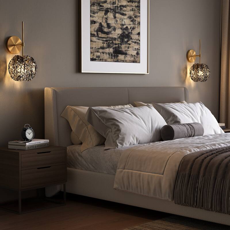 Iron Glass Mini 5.9"W Armed Sconce - N/A