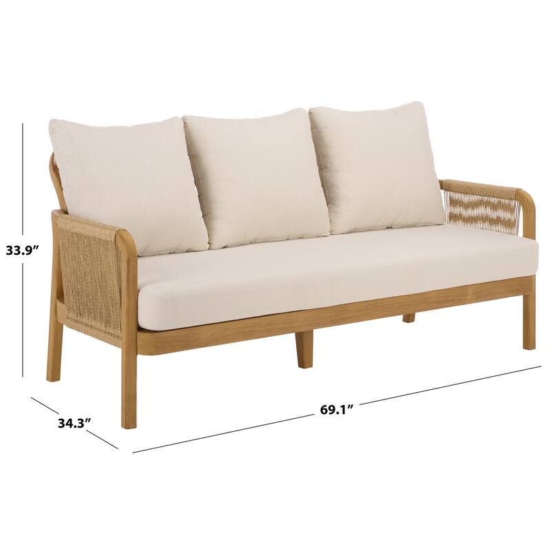 SAFAVIEH Couture Rogers Teak & Hyacinth Sofa - 69"W x 34"D x 34"H