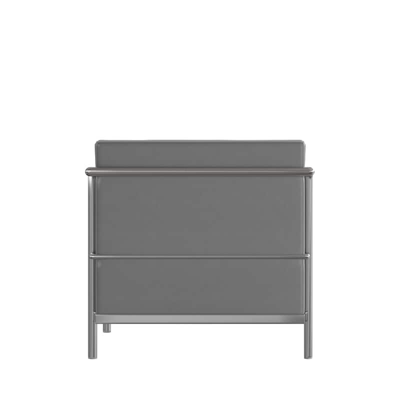 Contemporary LeatherSoft Loveseat with Double Bar Encasing Frame