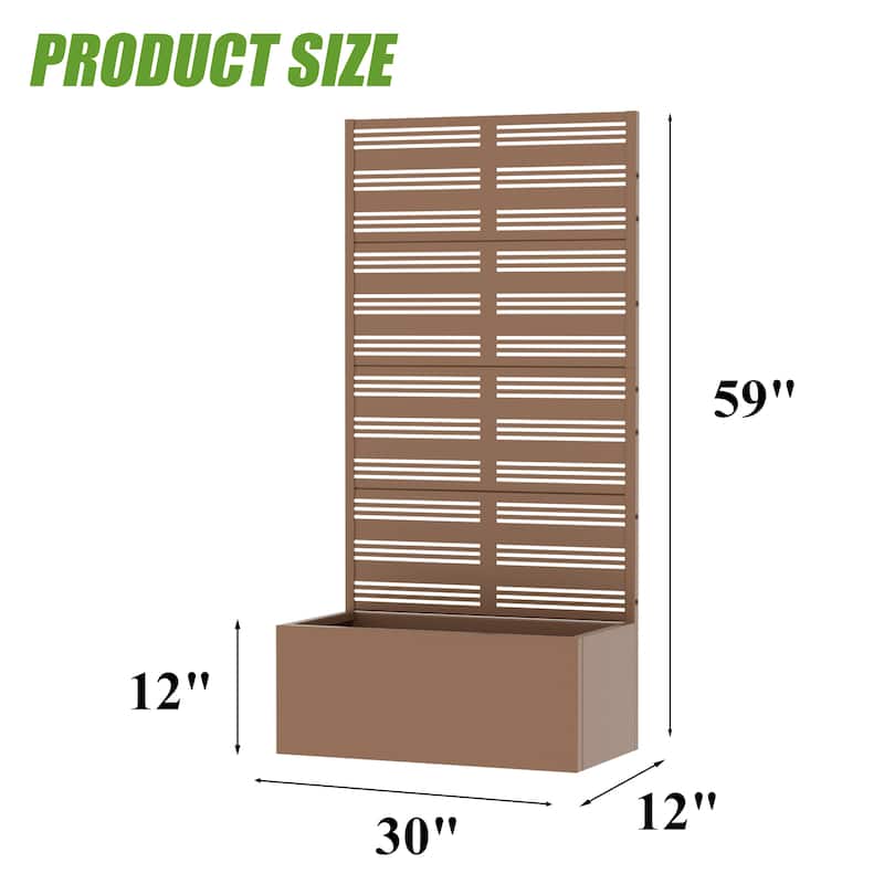 Metal Galvanized Planter Box with Trellis Privacy Screen Lockable Wheels
