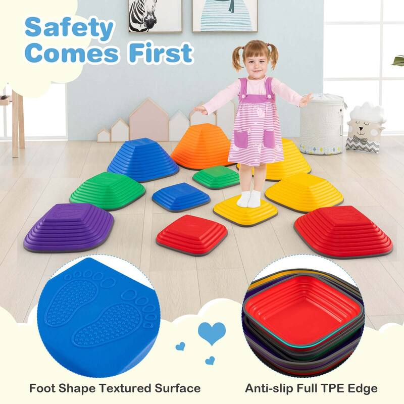 Costway 11 Pcs Colorful Stepping Stones with Full Non-Slip Edging Toys - See Details
