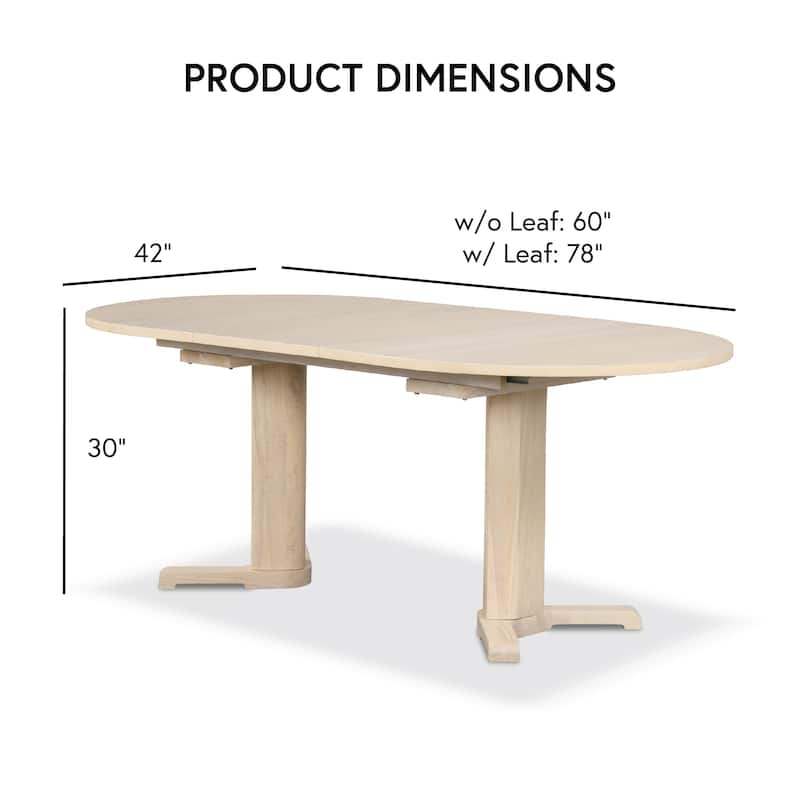 Furniture of America Zailen Mid-Century Modern White Oak 78-inch Solid Wood Expandable Dining Table