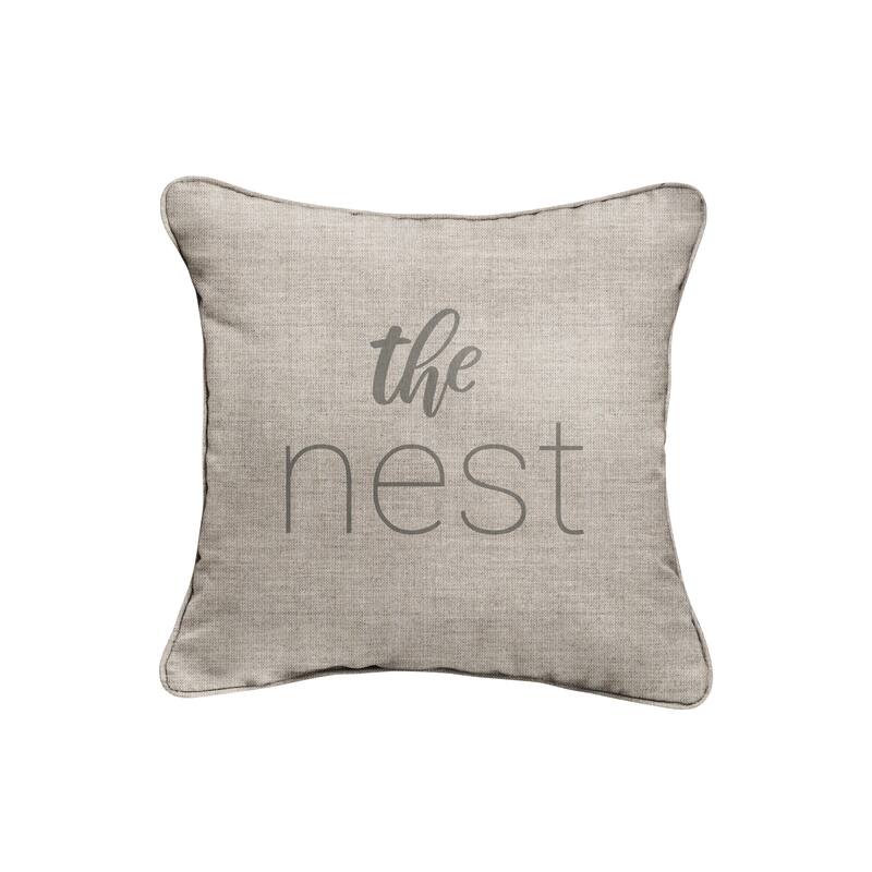 Sunbrella Indoor/Outdoor Single Embroidered Pillow - "The Nest" - 18 in L x 18 in W