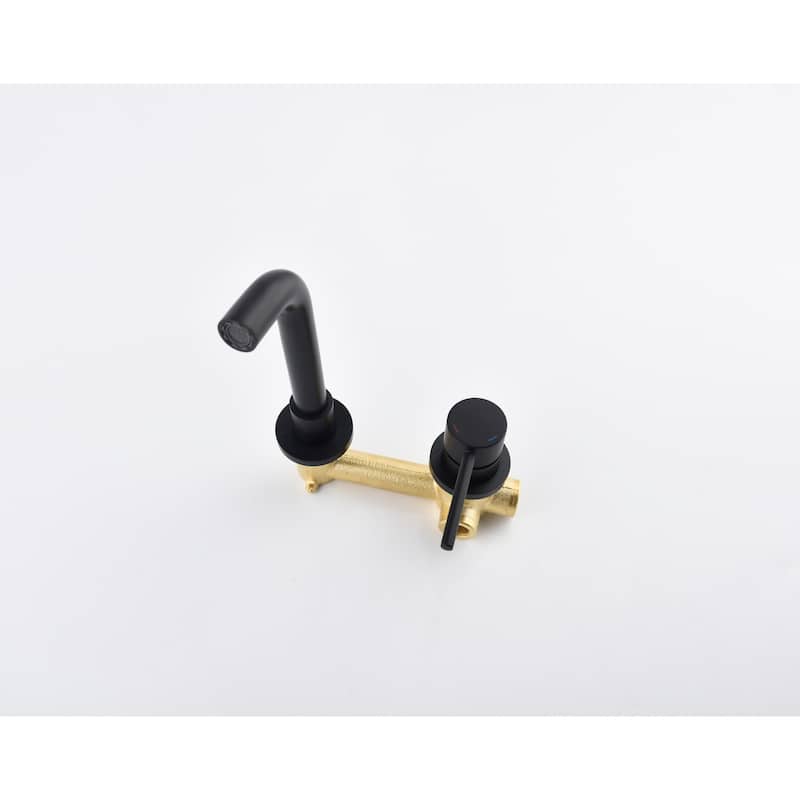 Wall Mounted Single Handle Bathroom Sink Faucet with Pop-Up Drain (No Overflow)