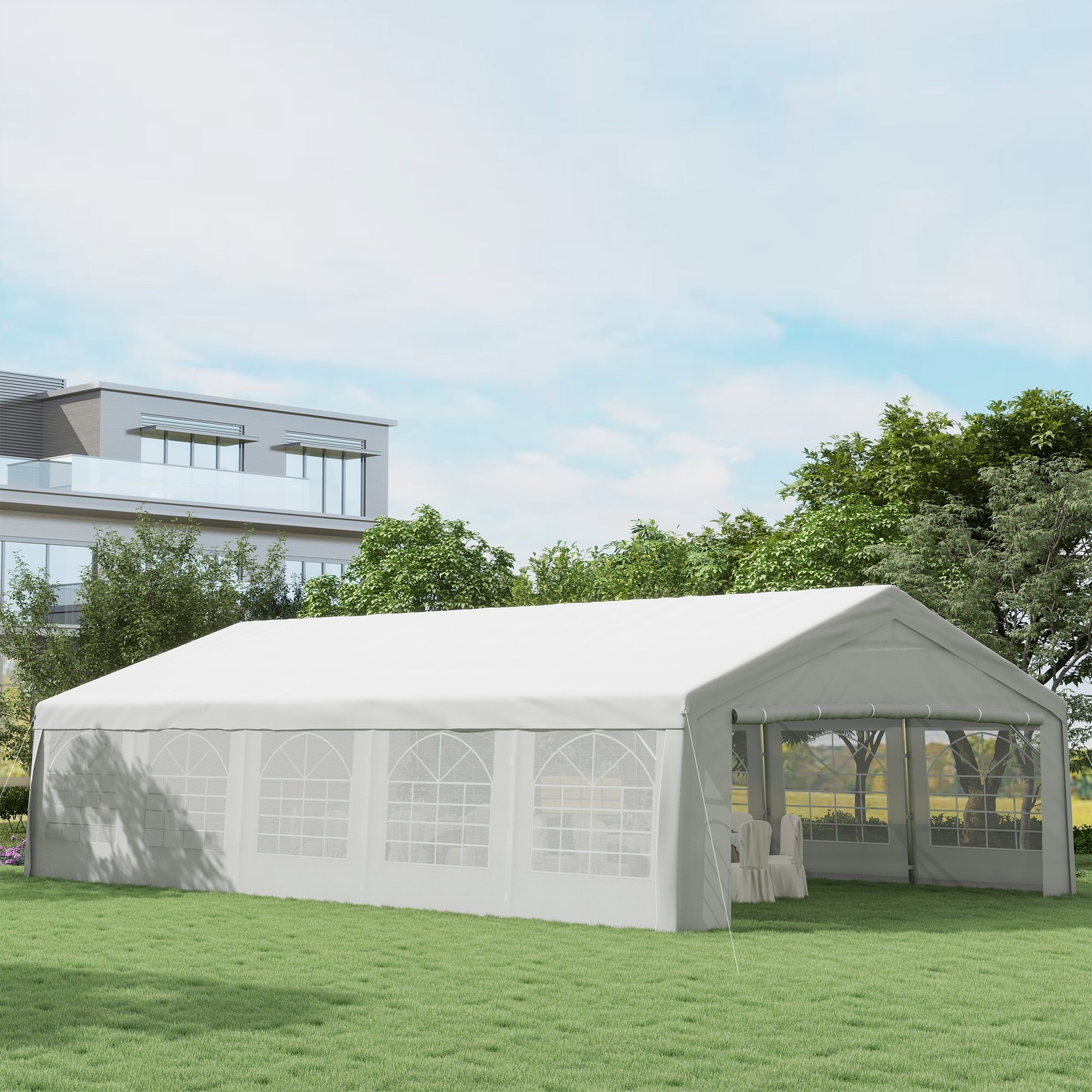 Outsunny 20 x 32 Heavy Duty Party Tent Large Canopy Tent w Removable Protective Sidewalls On Sale Bed Bath Beyond 18004807