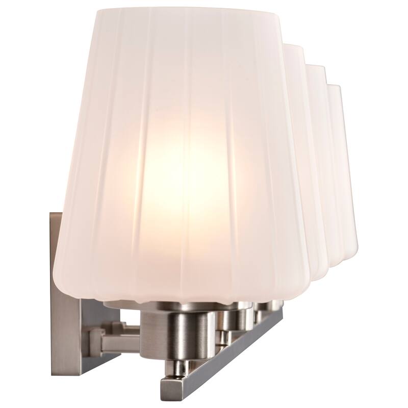Lune 4 Light Vanity Brushed Nickel Finish Etched White Glass - Brushed Nickel