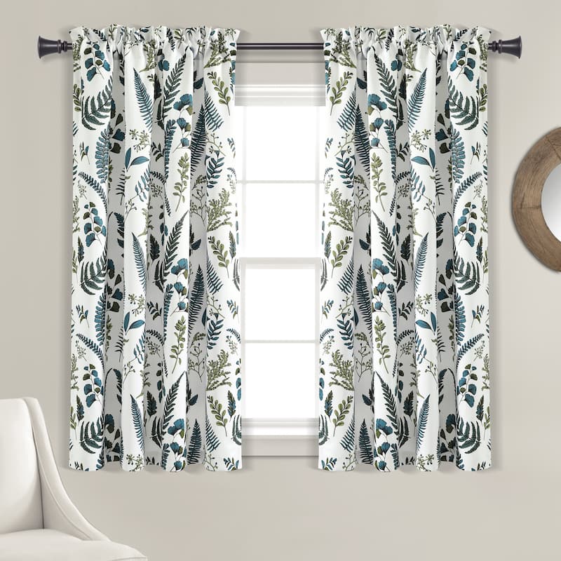 Lush Decor Devonia Allover Light Filtering Window Curtain Panel Pair - 63 Inches - Green/White