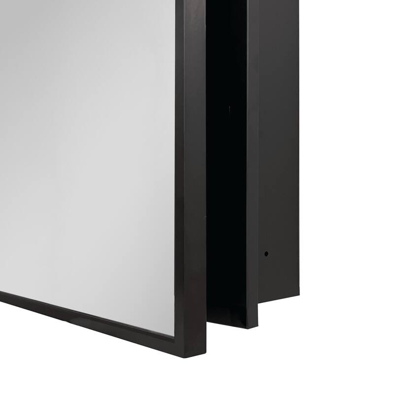 Medicine Cabinet Mirror, Wall-Mounted or Recessed Installation, Black Iron Powder Material, Removable Shelf for Bathroom
