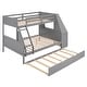 preview thumbnail 5 of 16, Twin over Full Bunk Bed with Trundle, Built-in Desk, Storage Drawers & Shelf in Gray - Perfect for Sleepovers