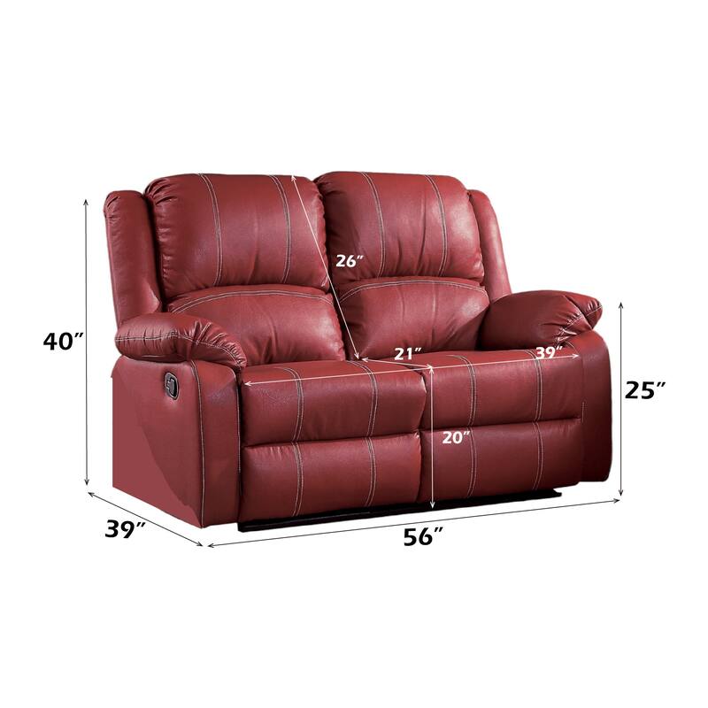 Red Synthetic Leather Motion Loveseat