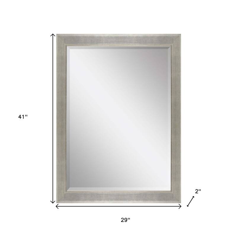 HomeRoots 41" Silver Solid Wood Framed Accent Mirror - 29.00 in. x 41.00 in. x 2.00 in.
