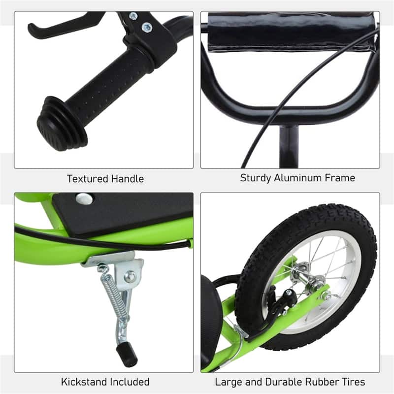 Adjustable Height Balance Training Scooter with Soft Grip Handlebar and Sturdy Rubber Wheels for Kids