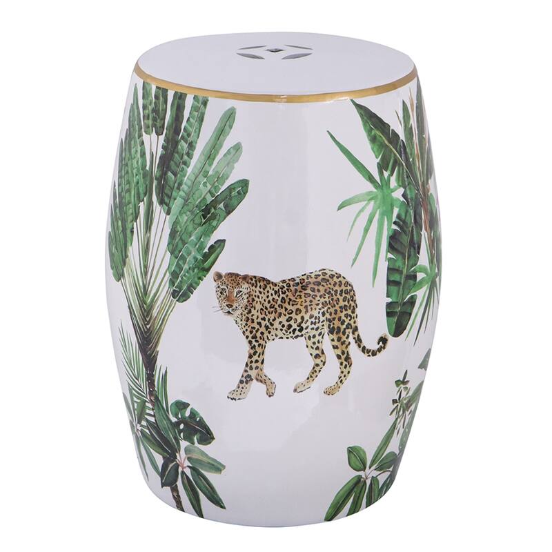 Round Jungle Ceramic Stool - 18"
