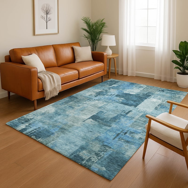 Premium Washable Super Soft Modern Prota Mayfield Rug - Blue - 3' x 5'
