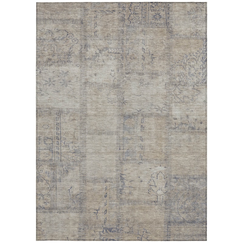 HomeRoots Patchwork Transitional Rectangle Outdoor Rug