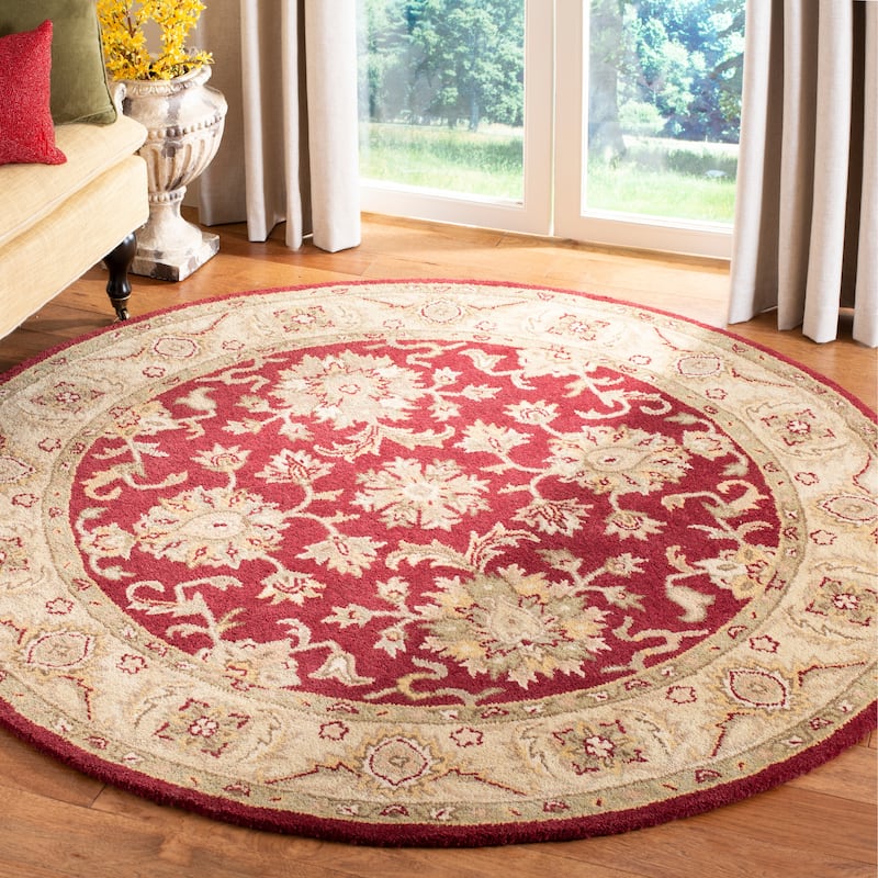 SAFAVIEH Handmade Antiquity Zelinda Traditional Oriental Wool Rug - 3'6" Round - Red/Gold