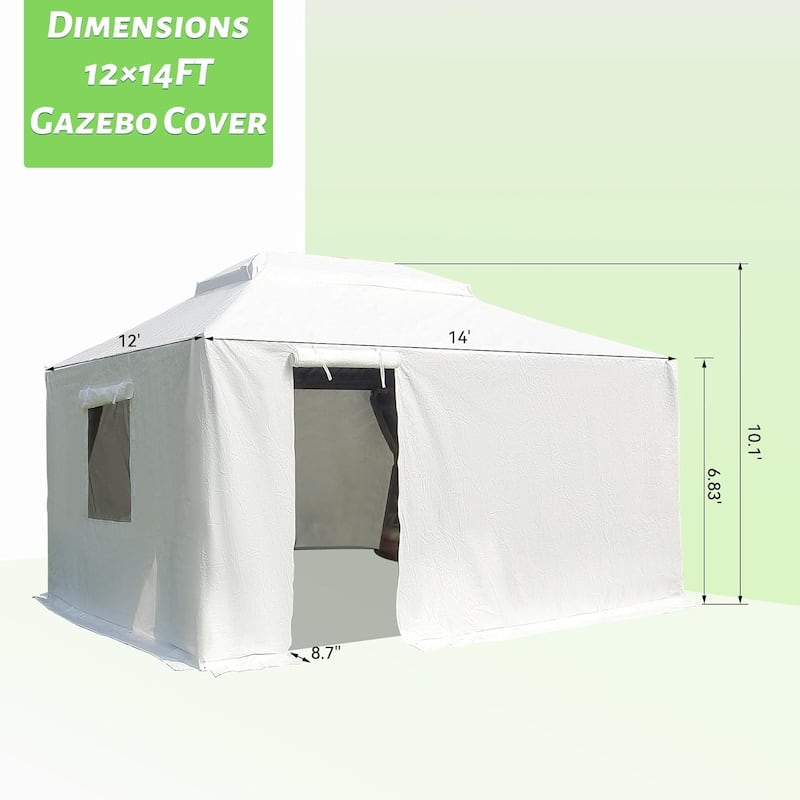 12'x14' Gazebo Cover for Hardtop Gazebos, White - 12×14 FT