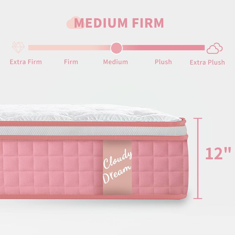 GDFStudio - Isolde 12 Inch Queen Size Pocket-Coil Memory Foam Mattress with Breathable Knitted Fabric