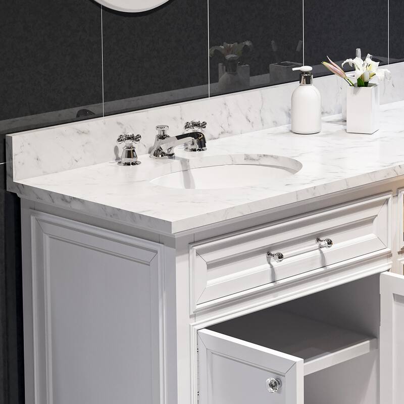 Water Creation Derby 72-inch Solid White Double Sink Bathroom Vanity