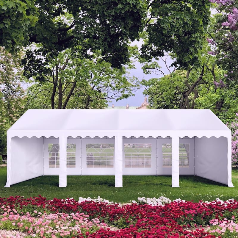13 x 26 FT Wedding Party Tent with 8 Removable Walls Outdoor PE/Iron Heavy Duty Gazebo Canopy Tent