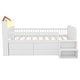 preview thumbnail 22 of 21, Wooden Twin Size Low Loft Bed with House Shape Headboard Built-in LED Lights, Kids Storage Bed with Drawers and Storage Stairs