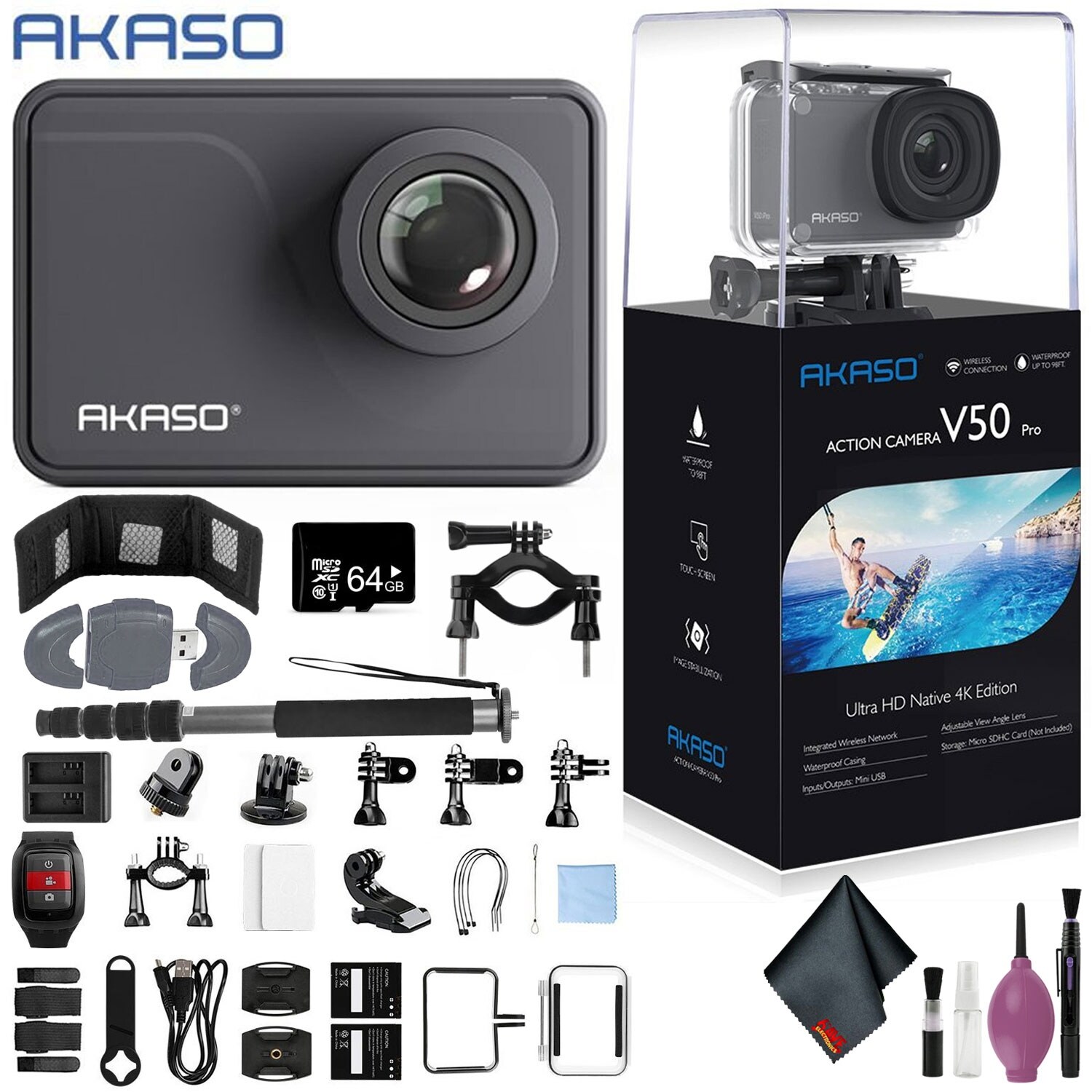 Akaso V50 Pro Native 4k30fps mp Wifi Action Camera Monopod 70 Overstock Akaso V50 Pro Native 4k30fps mp Wifi Action Camera Monopod 70 Overstock