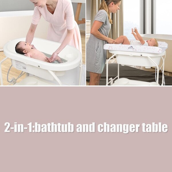 Kinbor baby Folding Changing Table Infant Diaper Station nursery w Bath Tub Unit Upgraded for Newborn Grey White On Sale Bed Bath Beyond 35278131