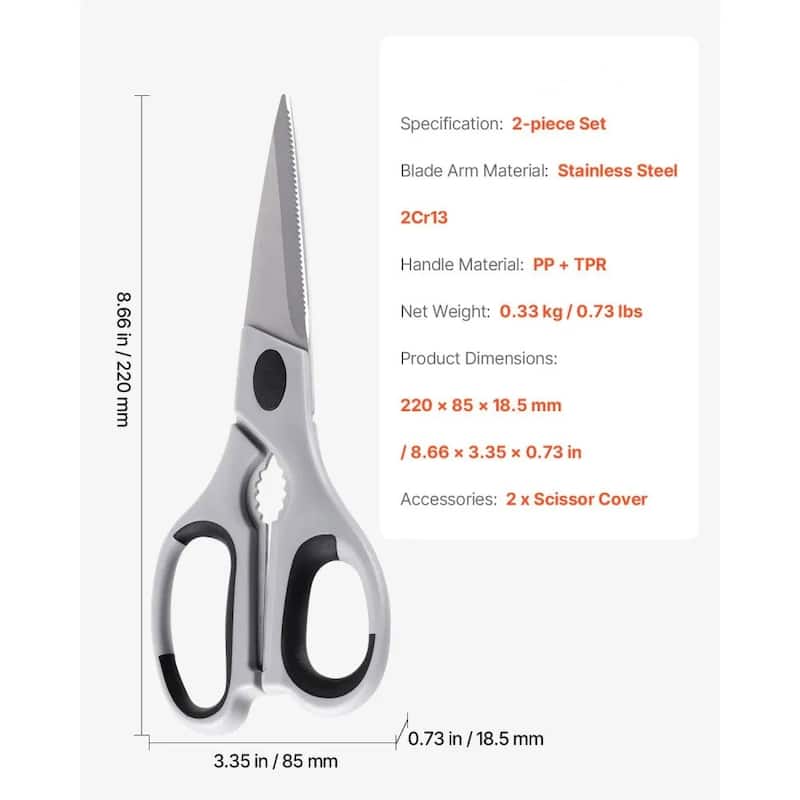 Versatile Stainless Steel Kitchen Scissors with Sheath for Precision Cuts Included Plastic Sheath