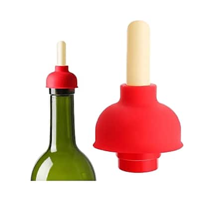 Wine Stopper, Red Toilet Plunger, 2-Pack
