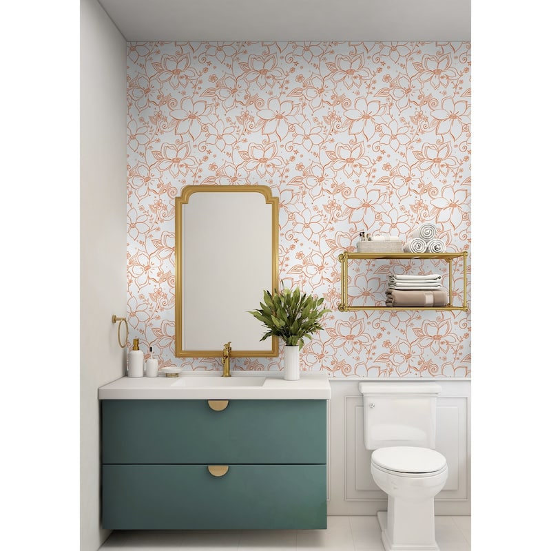 NextWall Linework Floral Peel and Stick Removable Wallpaper