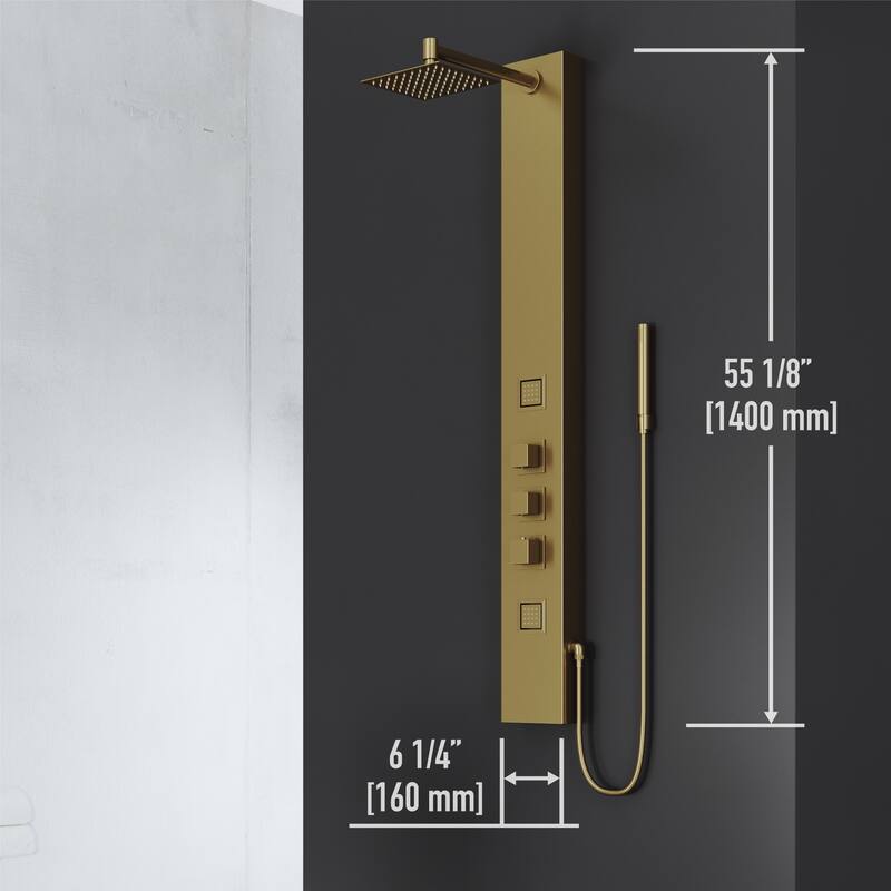 VIGO Rector 55" H x 6" W 2-Jet Retro Shower Panel with Square Shower Head