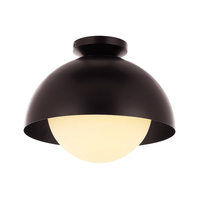 SAFAVIEH Maryellen 14-inch Flush Mount - 14 In. W x 14 In. D x 11 In. H - Oil Rubbed Bronze/White - 14Wx14Dx11H