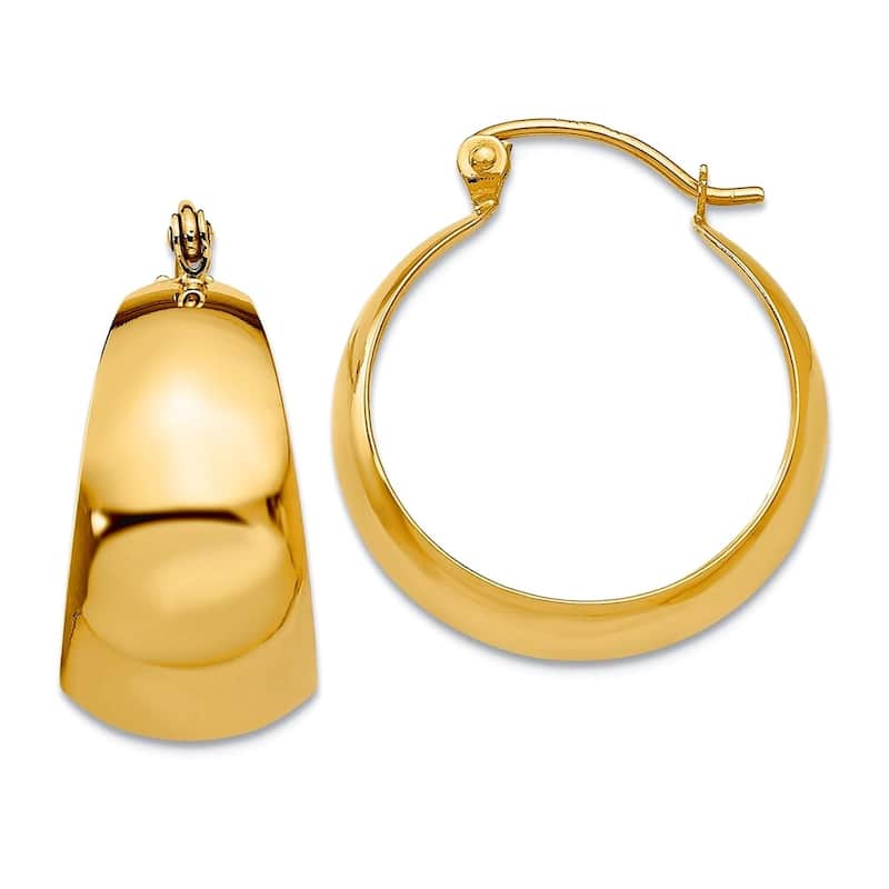 Curata 10k Yellow or White Gold Polished Extra Wide Tapered Hoop Earrings - 21.42x10.45mm - Yellow Gold